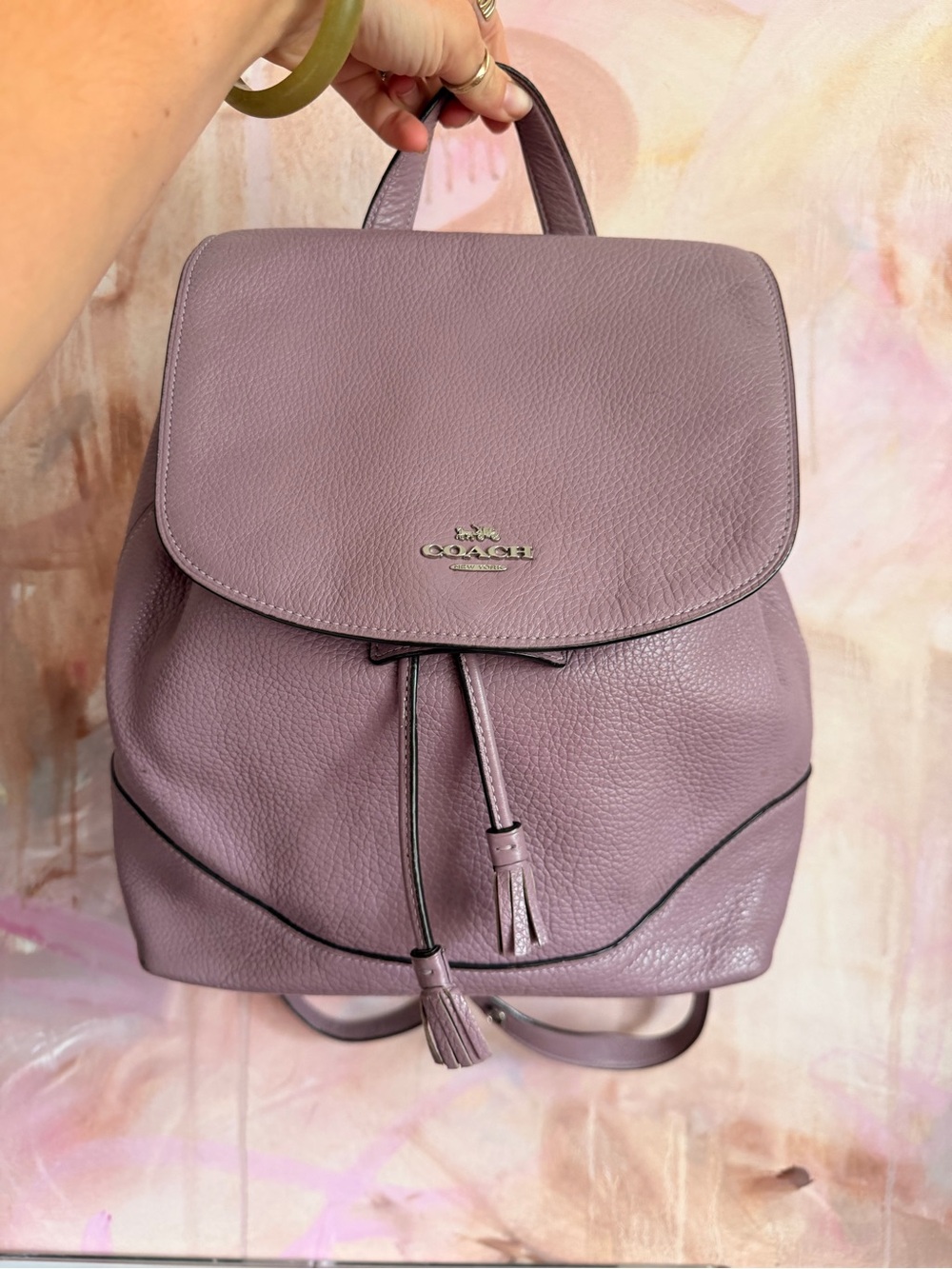 Coach Lilac Pebbled Leather Backpack